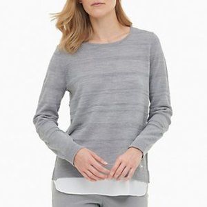 Calvin Klein Textured Gray Layered Long Sleeve